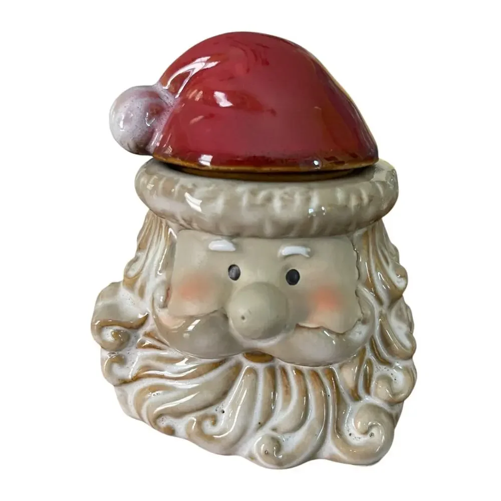 Holiday Santa Ceramic Creamer and Sugar Set Retro Look New